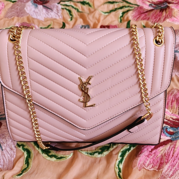 NEW Yves Saint Laurent Blush Chevron Shoulder Bag - Picture 2 of 4